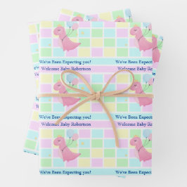 Pastel Baby Dusche Niedlich Dino Hinzufügen von Te Geschenkpapier Set