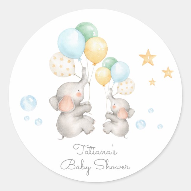 Pastel Baby Elephant Vielen Dank Sticker Favoriten (Vorderseite)