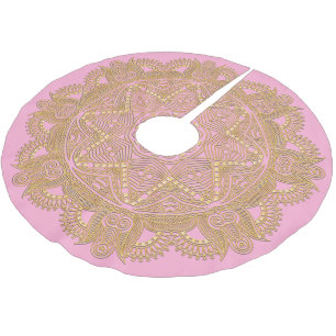 Pastel Baby Girl Pink Mandala Star Pattern Polyester Weihnachtsbaumdecke