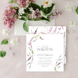 Pastel Baby in Bloom Script Bloral Baby Dusche Einladung