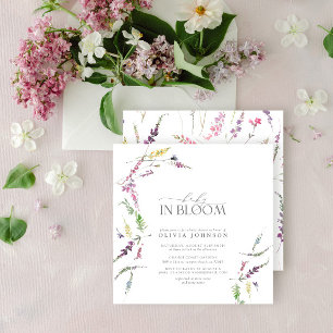 Pastel Baby in Bloom Script Bloral Baby Dusche Einladung