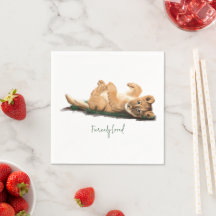 Pastel Baby Lion Napkin Adorable Wildlife Inspirie