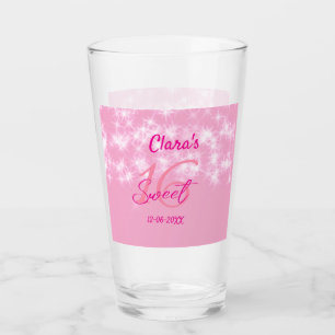 Pastel Baby pink süß 16 Geburtstag hinzufügen Name Glas