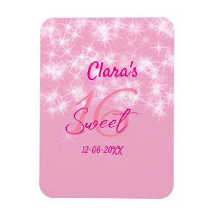 Pastel Baby pink süß 16 Geburtstag hinzufügen Name Magnet