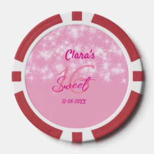 Pastel Baby pink süß 16 Geburtstag hinzufügen Name Pokerchips