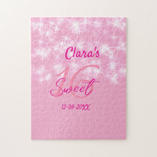 Pastel Baby pink süß 16 Geburtstag hinzufügen Name Puzzle
