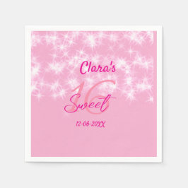 Pastel Baby pink süß 16 Geburtstag hinzufügen Name Serviette