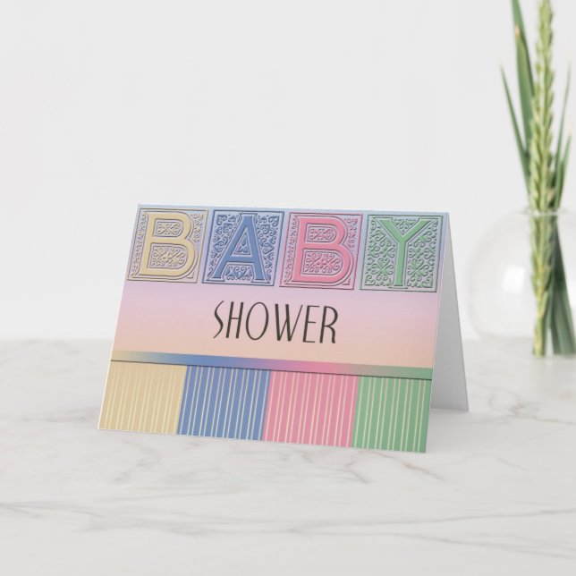 Pastel Baby Shower Einladung (Vorderseite)