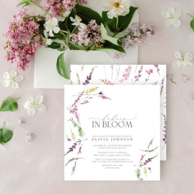 Pastel Babys in Bloom Script Bloral Baby Dusche Einladung (Von Creator hochgeladen)