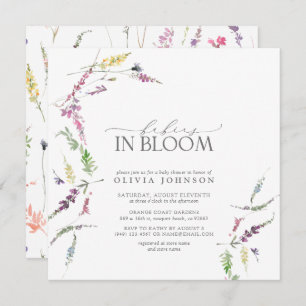 Pastel Babys in Bloom Script Bloral Baby Dusche Einladung