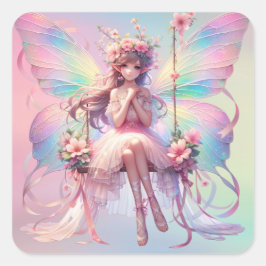 Pastel Ballerina Fairy Princess Girls Quadratischer Aufkleber