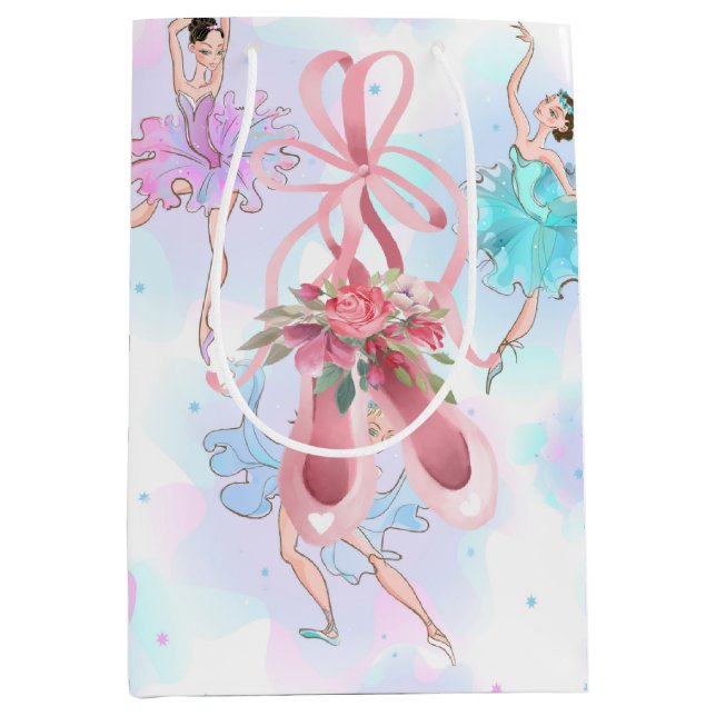 Pastel Ballet Dancers Mittlere Geschenktüte (Vorderseite)