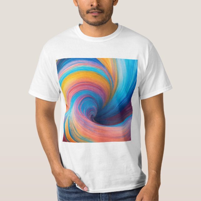 Pastel Ballet von blauen und hellblauen Wirbel T-Shirt (Vorderseite)