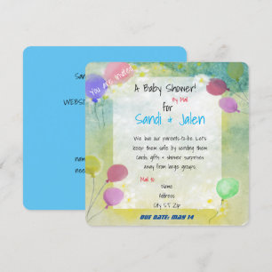 Pastel Ballons Baby Shower by Mail Watercolor Einladung