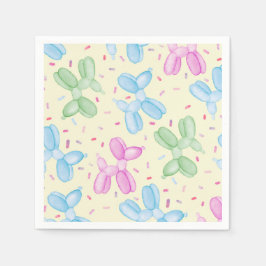 Pastel Balloon Animal Birthday Party Napkins Serviette