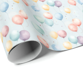 Pastel Balloon Nursery Pattern, Soft Rainbow Boys Geschenkpapier