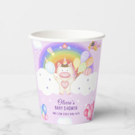 Pastel Balloon Unicorn Rainbow Baby Dusche Pappbecher