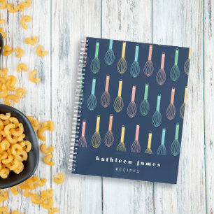 Pastel Balloon Whisks Navy Blue Recipe Notizbuch