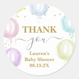 Pastel Balloons Babydusche Rundsticker Runder Aufkleber