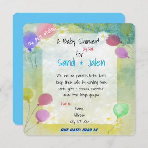 Pastel Balloons Babydusche von Mail Watercolor Einladung