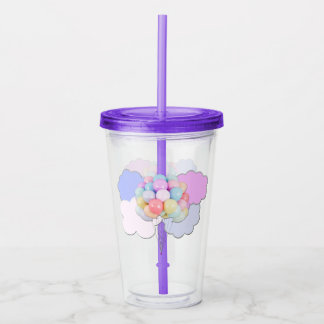 Pastel Balloons und Wolken Acrylic Tumbler Acryltrinkbecher
