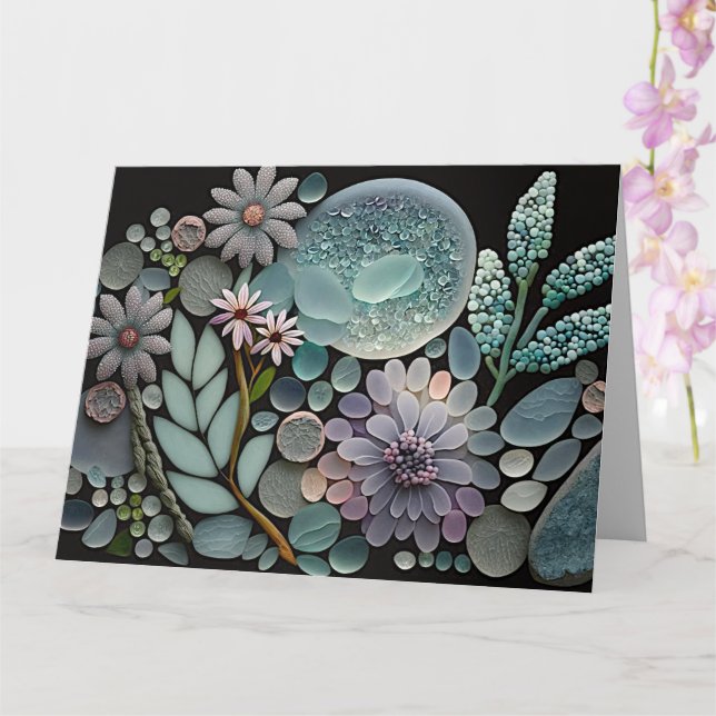 Pastel Beach Glass Blume Mosaik Karte (Orchidee)