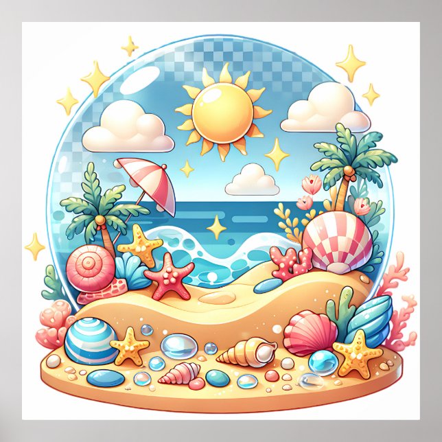 Pastel Beach Kinderzimmer Snow Globe Poster (Vorne)