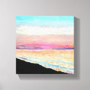 Pastel Beach Malerei Sunset Chalk Paint Leinwanddruck
