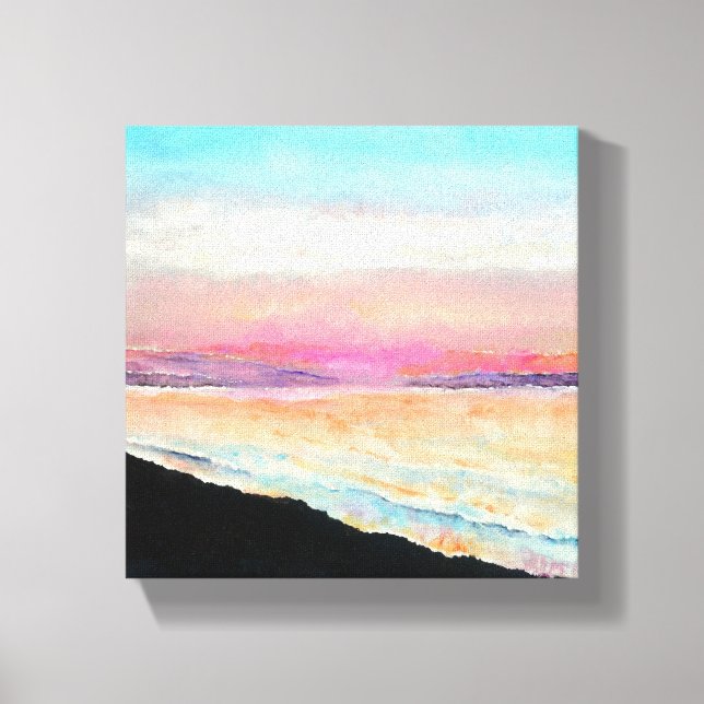 Pastel Beach Malerei Sunset Chalk Paint Leinwanddruck (Vorderseite)