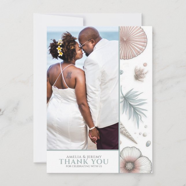 Pastel Beach Save the Date Dankeskarte (Vorderseite)