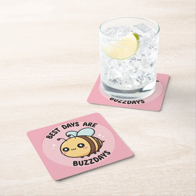 Pastel Bee Coasters – Scandinavian Nursery Decor Rechteckiger Pappuntersetzer (Vor Ort)