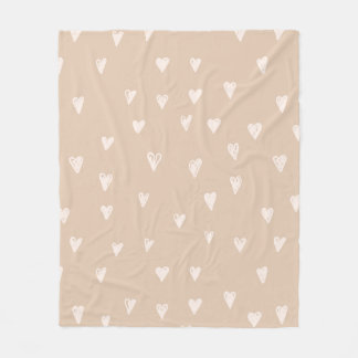 Pastel Beige Doodles Niedliches Herzmuster Fleecedecke