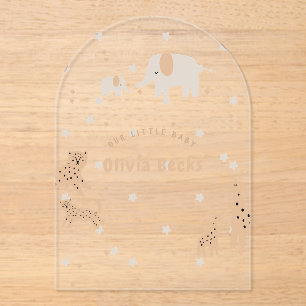 Pastel Beige Niedlich Illustrative Babydusche Acryleinladungen