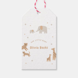 Pastel Beige Niedlich Illustrative Babydusche Geschenkanhänger