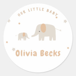 Pastel Beige Niedlich Illustrative Babydusche Runder Aufkleber