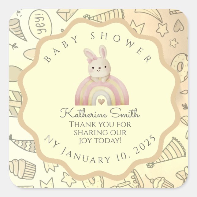 pastel beige Whimsical Pastel Stickers Babyshower  (Vorderseite)