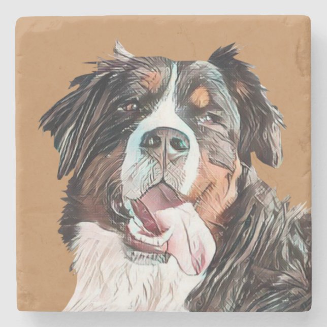 Pastel Bernese Mountain Dog Marmorbär Untersetzer (Vorderseite)