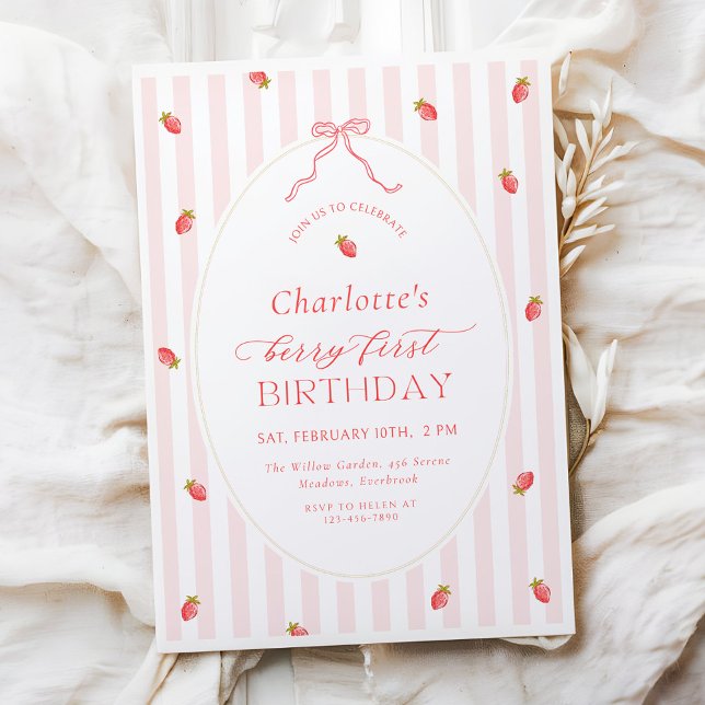 Pastel Berry First Birthday Invitation Einladung (Von Creator hochgeladen)