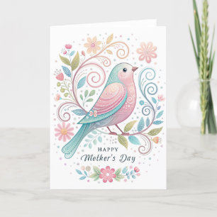 Pastel Bird Mthers Day Card Ankündigung
