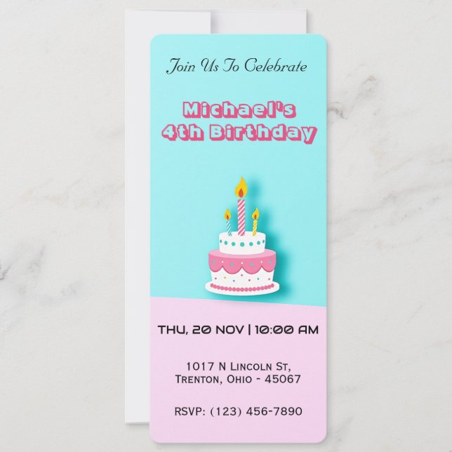 Pastel Birthday Cake mit Kerzen Einladung (Vorderseite)