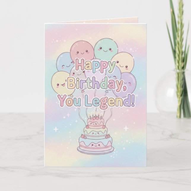 Pastel Birthday Card – Happy Birthday, You Legend! Karte (Vorderseite)