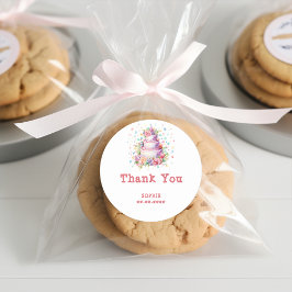 Pastel Birthday Kuchen Geburtstag vielen Dank Runder Aufkleber