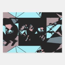 Pastel Black Blue Pink Grey abstract 