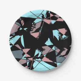 Pastel Black Blue Pink Grey abstract  Pappteller