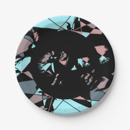 Pastel Black Blue Pink Grey abstract  Pappteller