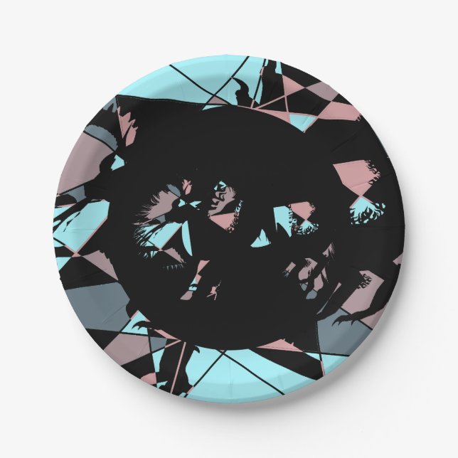 Pastel Black Blue Pink Grey abstract  Pappteller (Vorderseite)