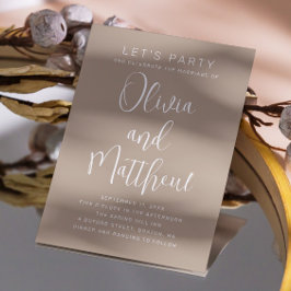 Pastel blass taupe typografie Skript Hochzeit + QR Einladung