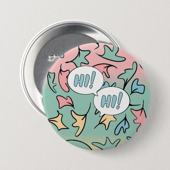 Pastel Blätter farbenfroh Button (Vorne & Hinten)