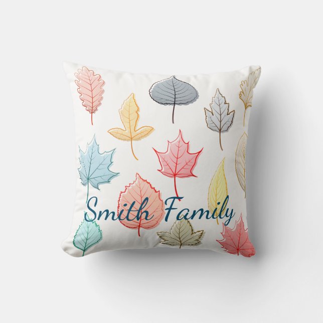 Pastel-Blätter Kissen (Vorderseite)