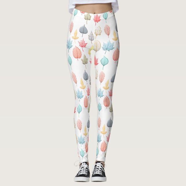 Pastel-Blätter Leggings (Vorderseite)